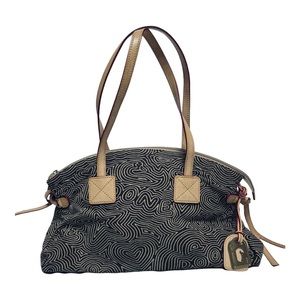 ***SOLD*** Dooney & Bourke Carla Brown & Beige Fabric Large Shoulder Bag